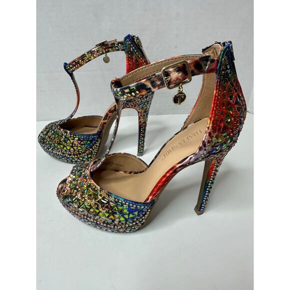 Thalia Sodi Women's Chacey T-Strap Pumps Color Exotic Multi Size 5M - Picture 1 of 8